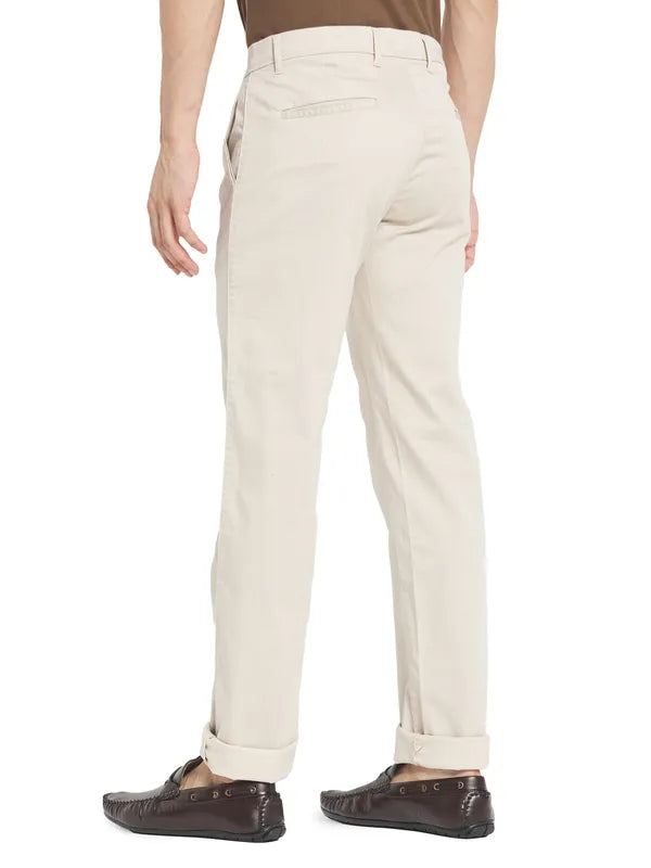 Octave Men Cream-Coloured Cotton Trousers