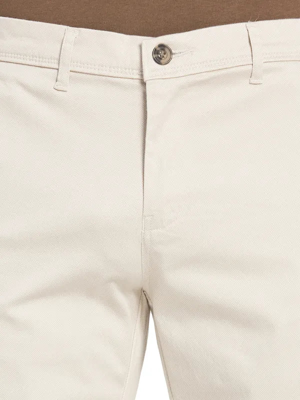 Octave Men Cream-Coloured Cotton Trousers