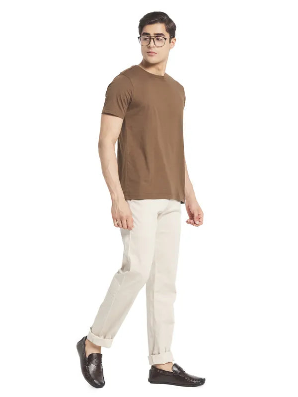 Octave Men Cream-Coloured Cotton Trousers