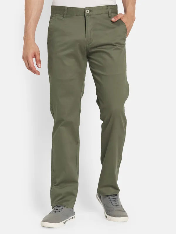 Men Olive Green Casual Trouser