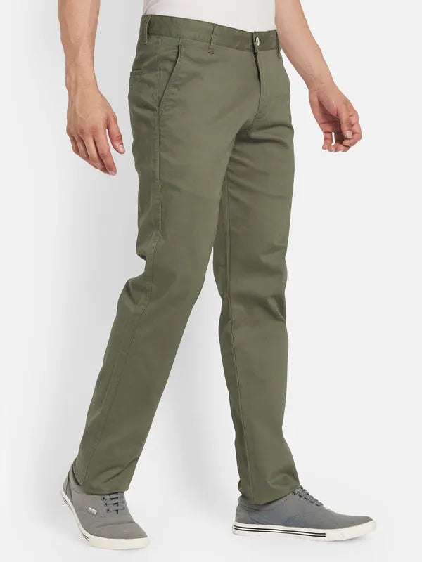 Men Olive Green Casual Trouser