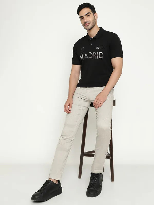 Octave Men Mid-Rise Plain Flat-Front Cotton Regular Trousers
