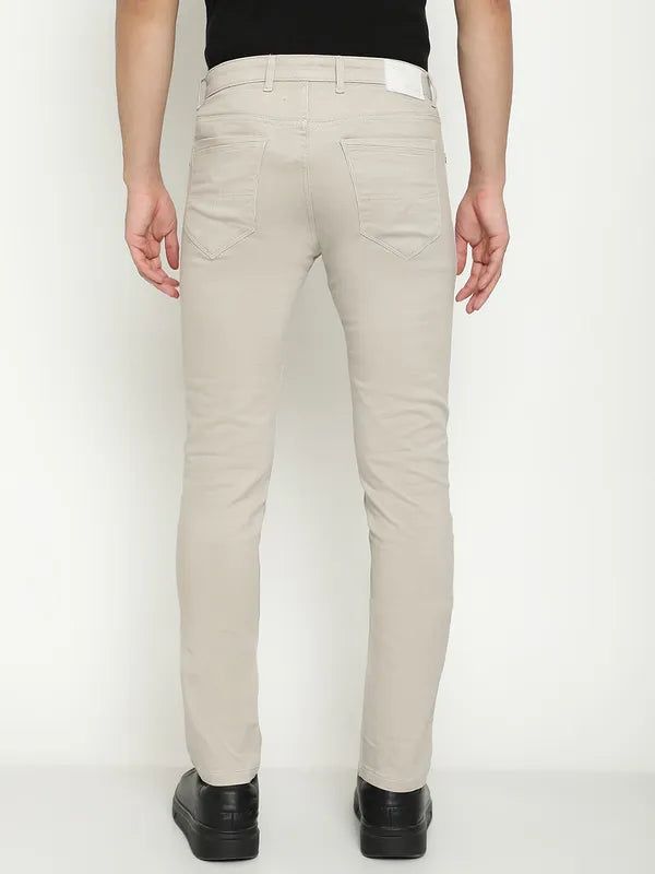 Octave Men Mid-Rise Plain Flat-Front Cotton Regular Trousers