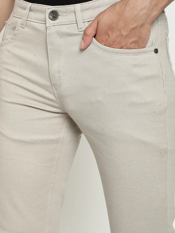 Octave Men Mid-Rise Plain Flat-Front Cotton Regular Trousers