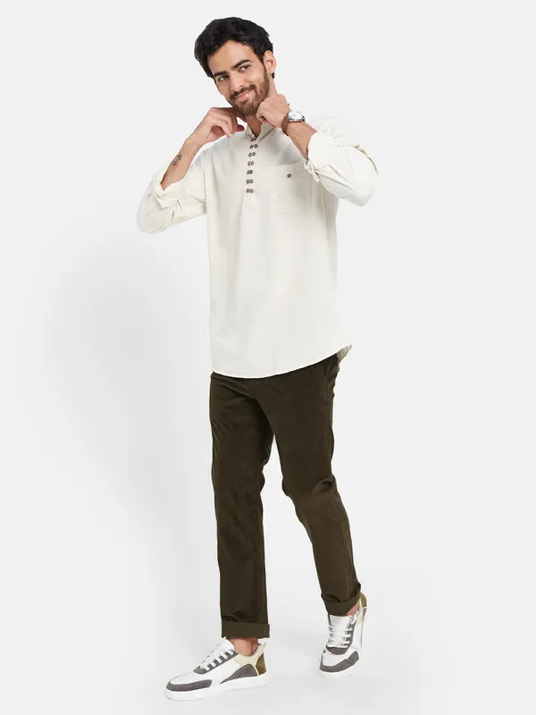 Octave Men Mid-Rise Cotton Trousers