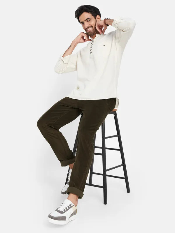 Octave Men Mid-Rise Cotton Trousers