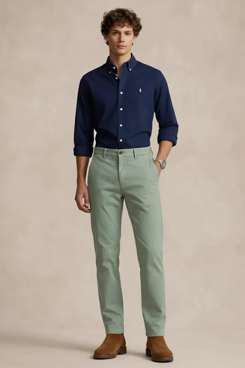 Men Mid-Rise Chinos Trousers