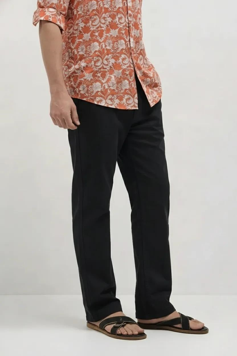 Men Mid-Rise Cotton Trousers