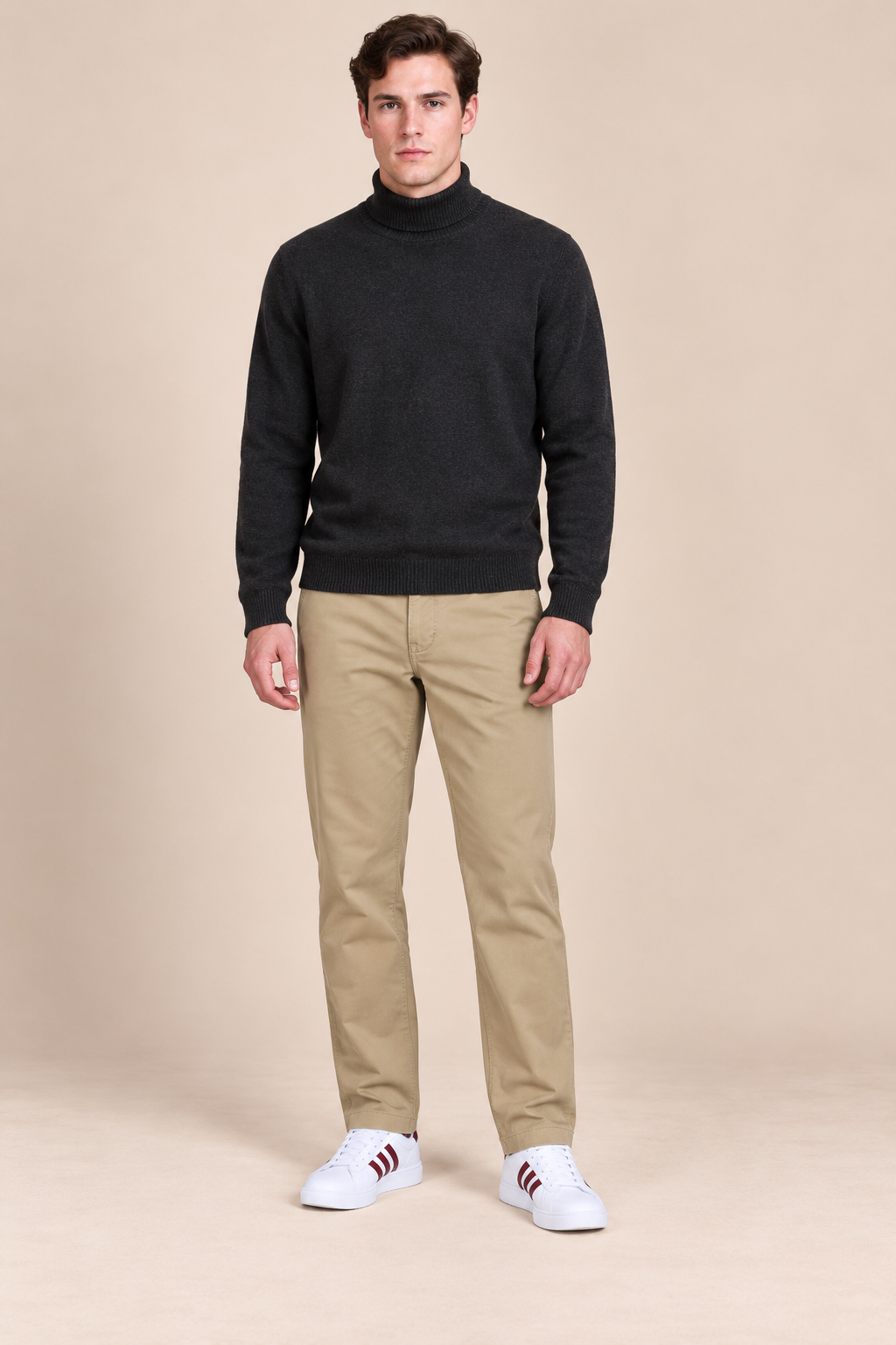 Men’s Dobby Khaki Straight Fit Trouser | Smart Casual & Everyday Wear