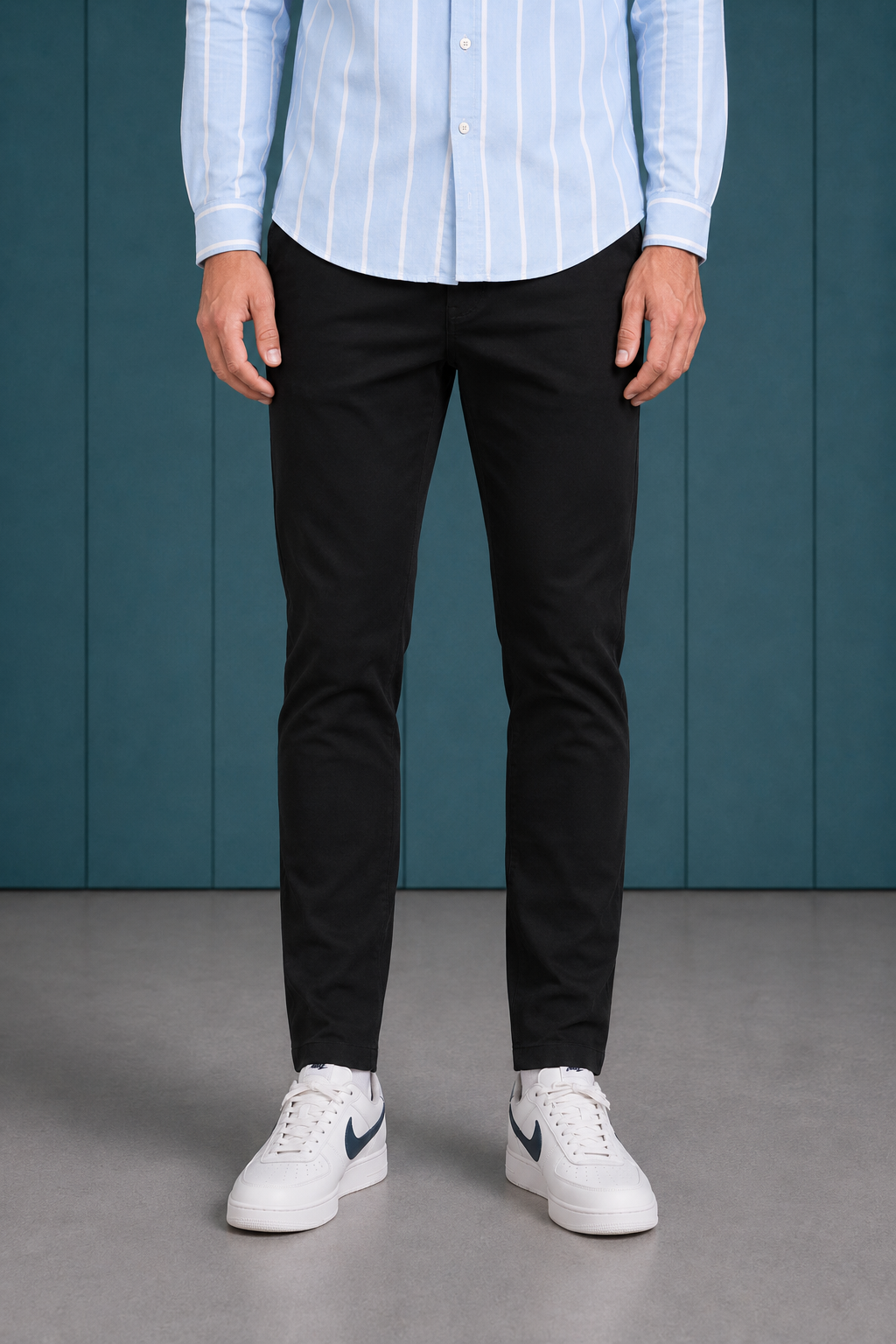 Men’s Black Woven Regular Fit Trouser | Solid Formal Casual Full-Length Pants