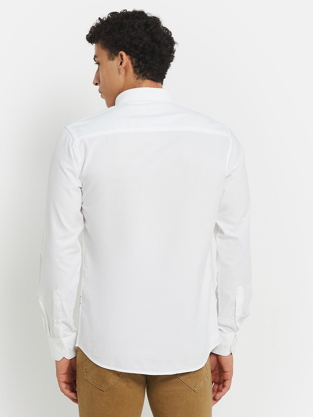 METTLE Men Solid Spread Collar Cotton Casual Shirt