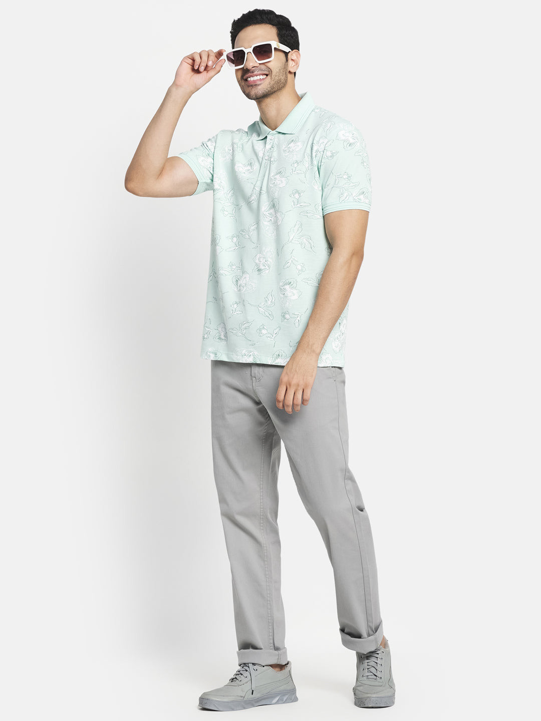 Octave Men Green Polo Collar T-Shirt