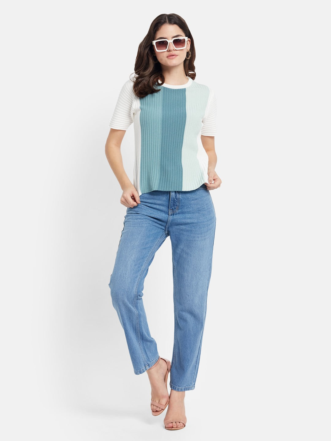 METTLE Women Colourblocked Pockets T-shirt