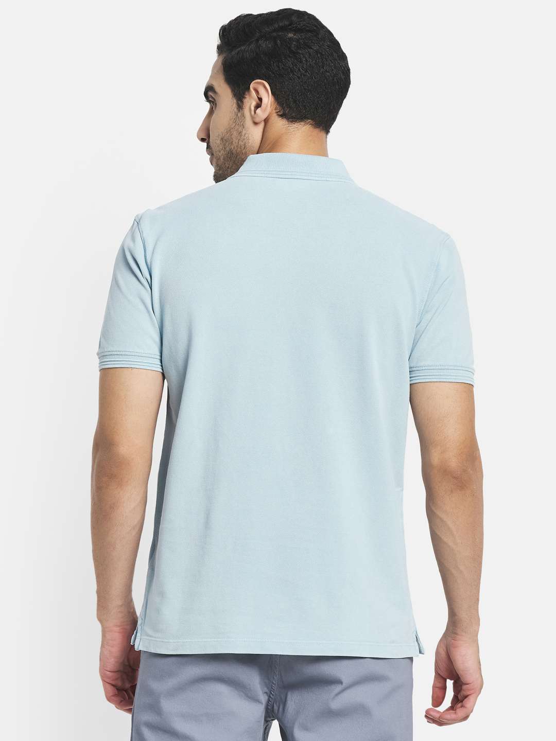 Octave Men Blue  Wan Blue Polo Collar T-Shirt