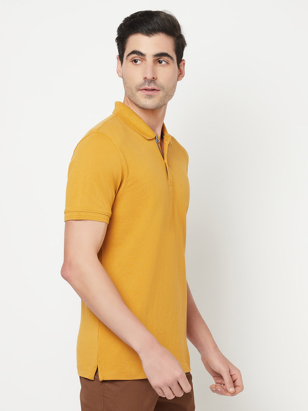 Octave Men Yellow Polo Collar T-Shirt