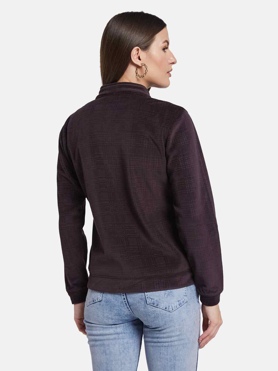 METTLE Women Mandarin Collar Sweatshirt