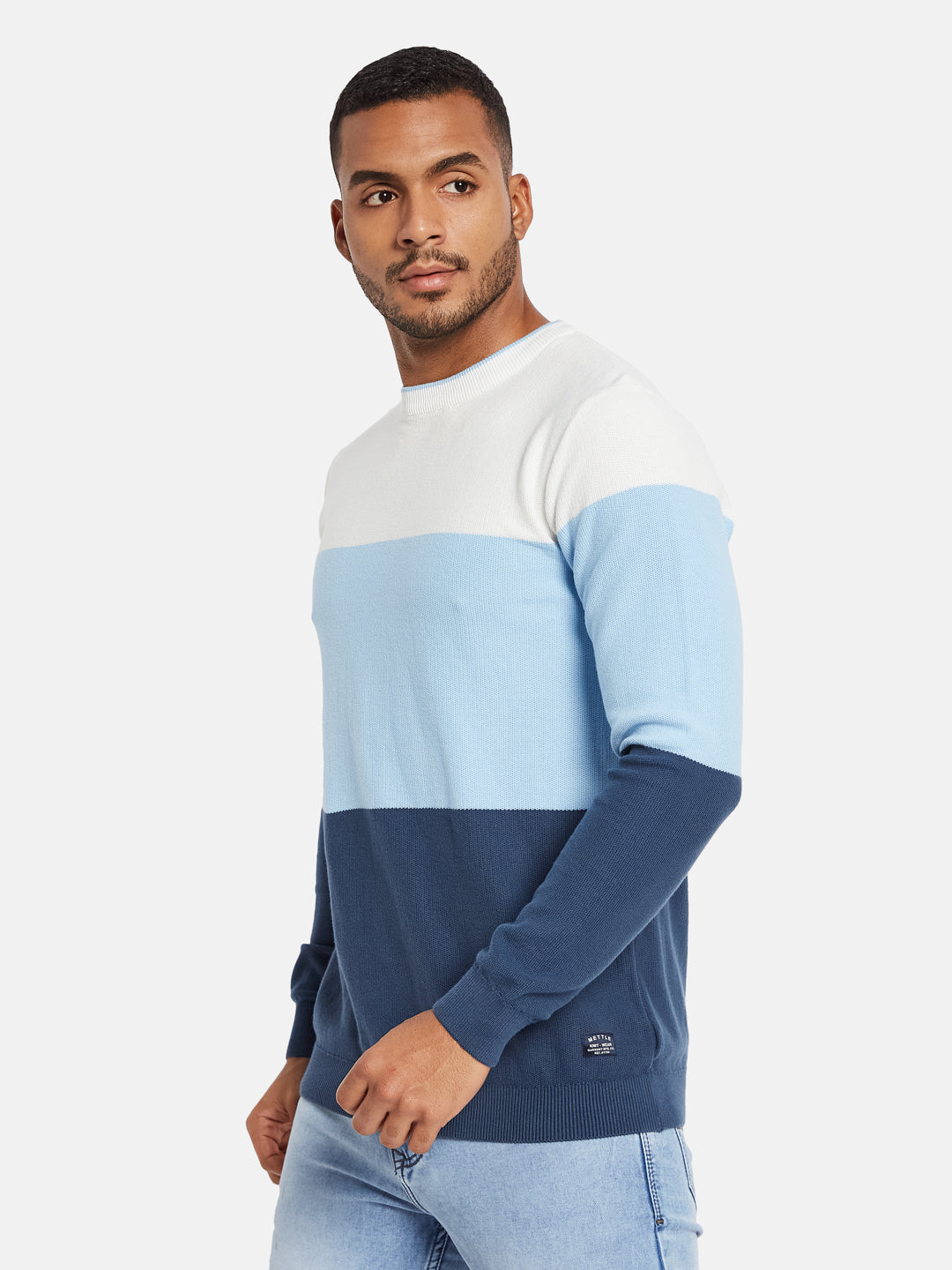 METTLE Men Colourblocked Pullover