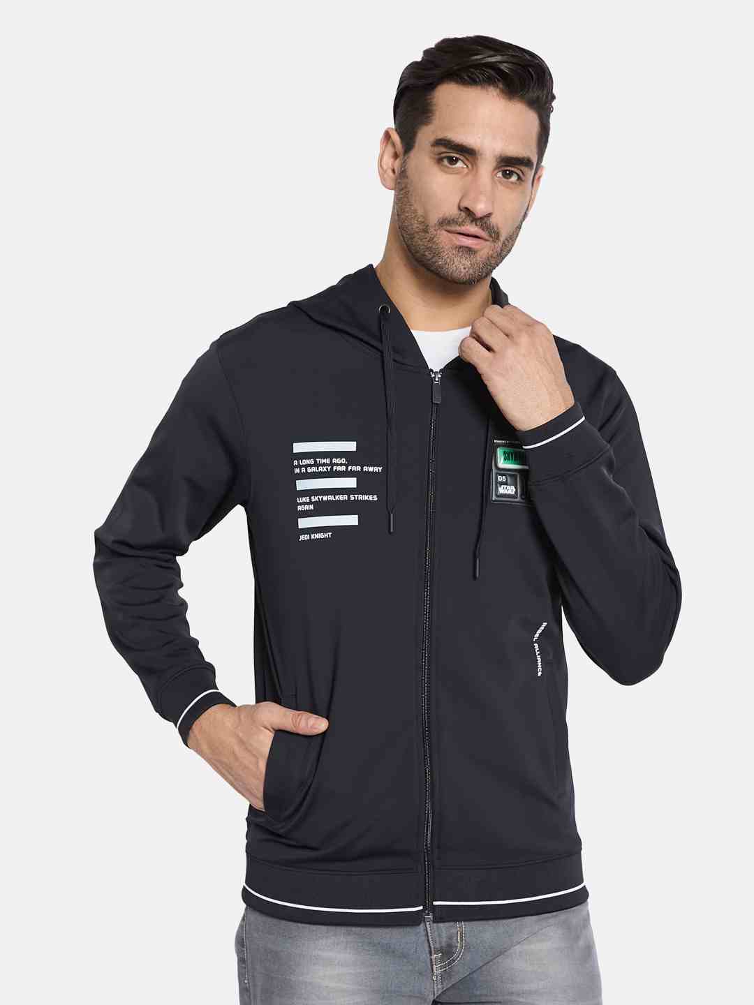 Octave Men Hooded Front-Open Sweatshirt