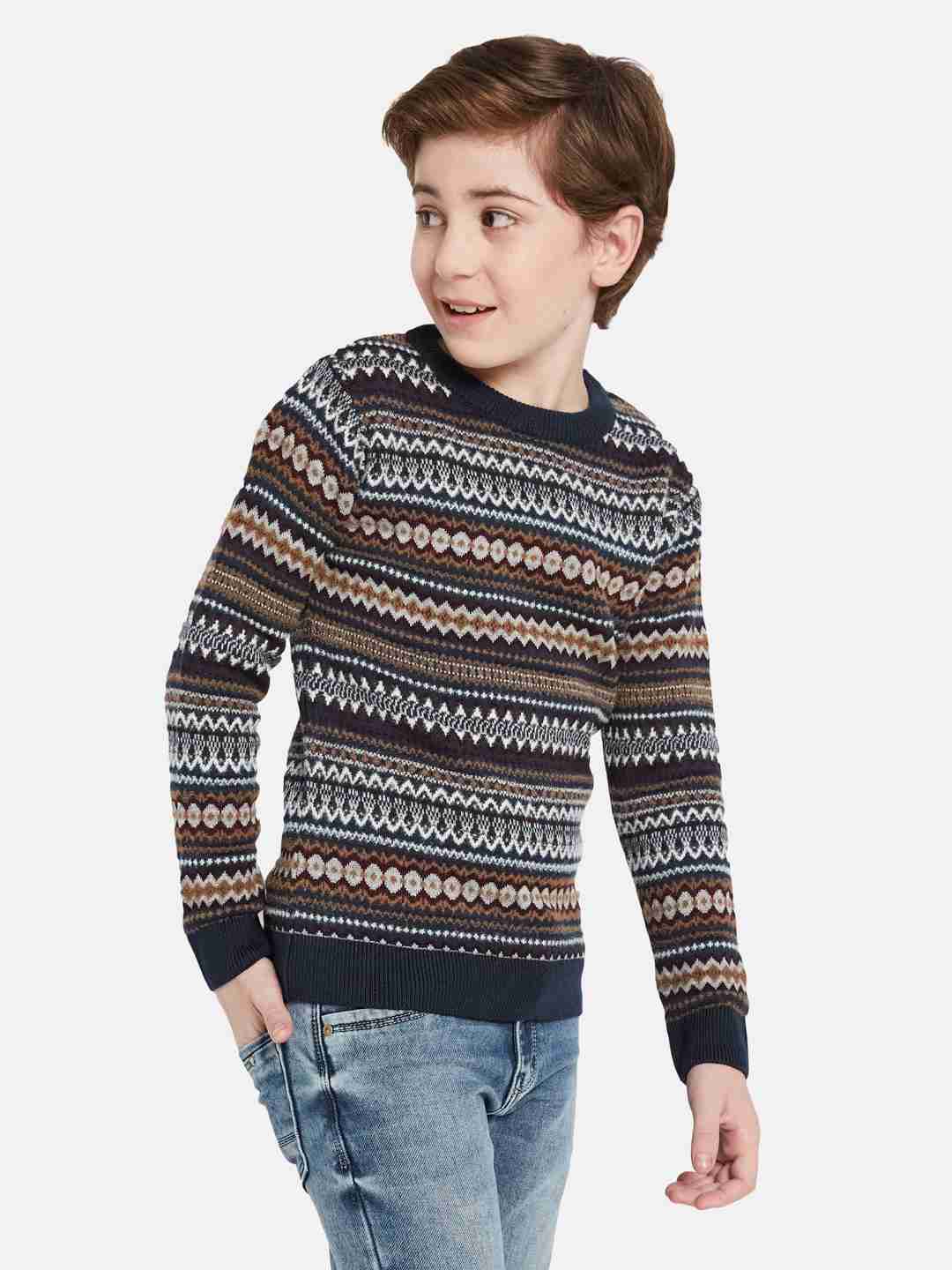 Octave Boys Self Design Pullover Sweater