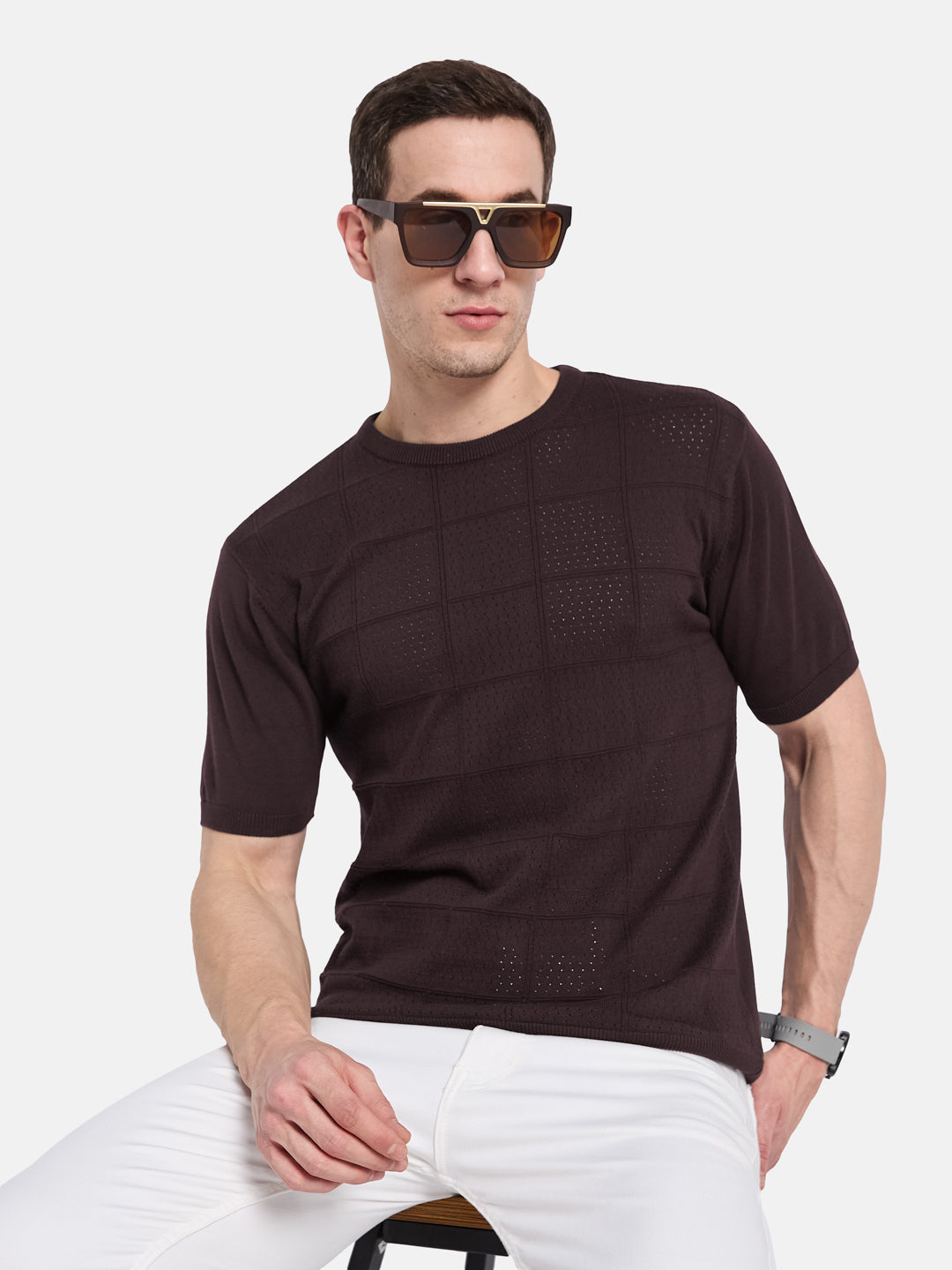 METTLE Men Checked T-shirt