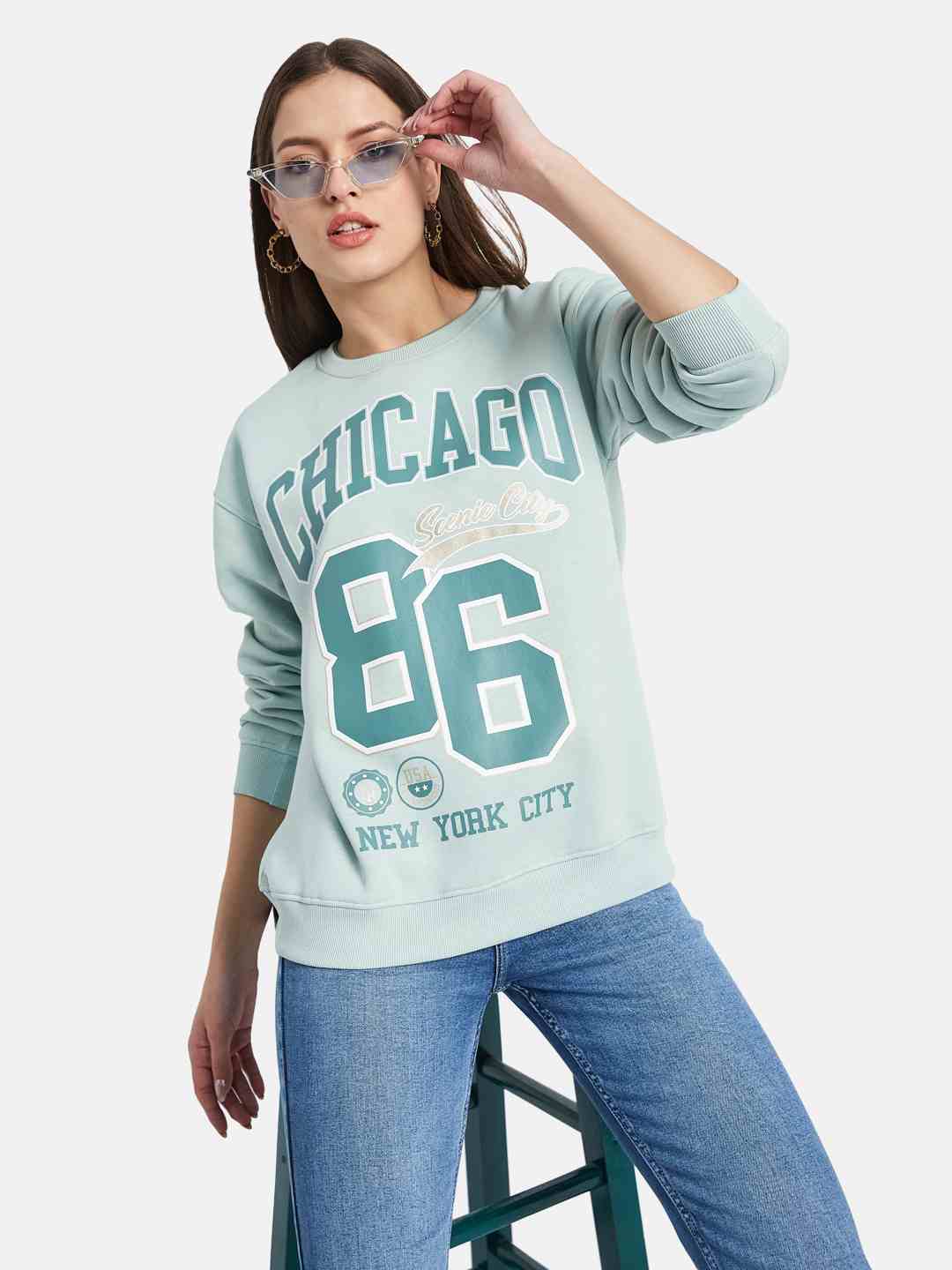 METTLE Women Printed Sweatshirt