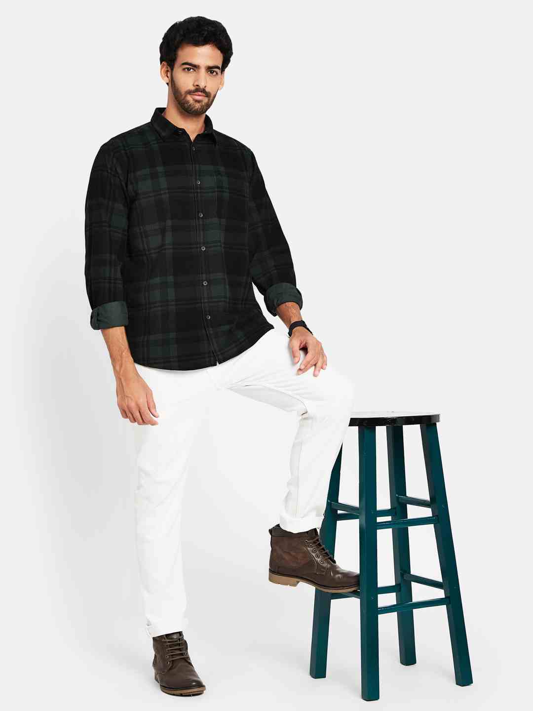 Mettle Tartan Checked Cotton Casual Shirt