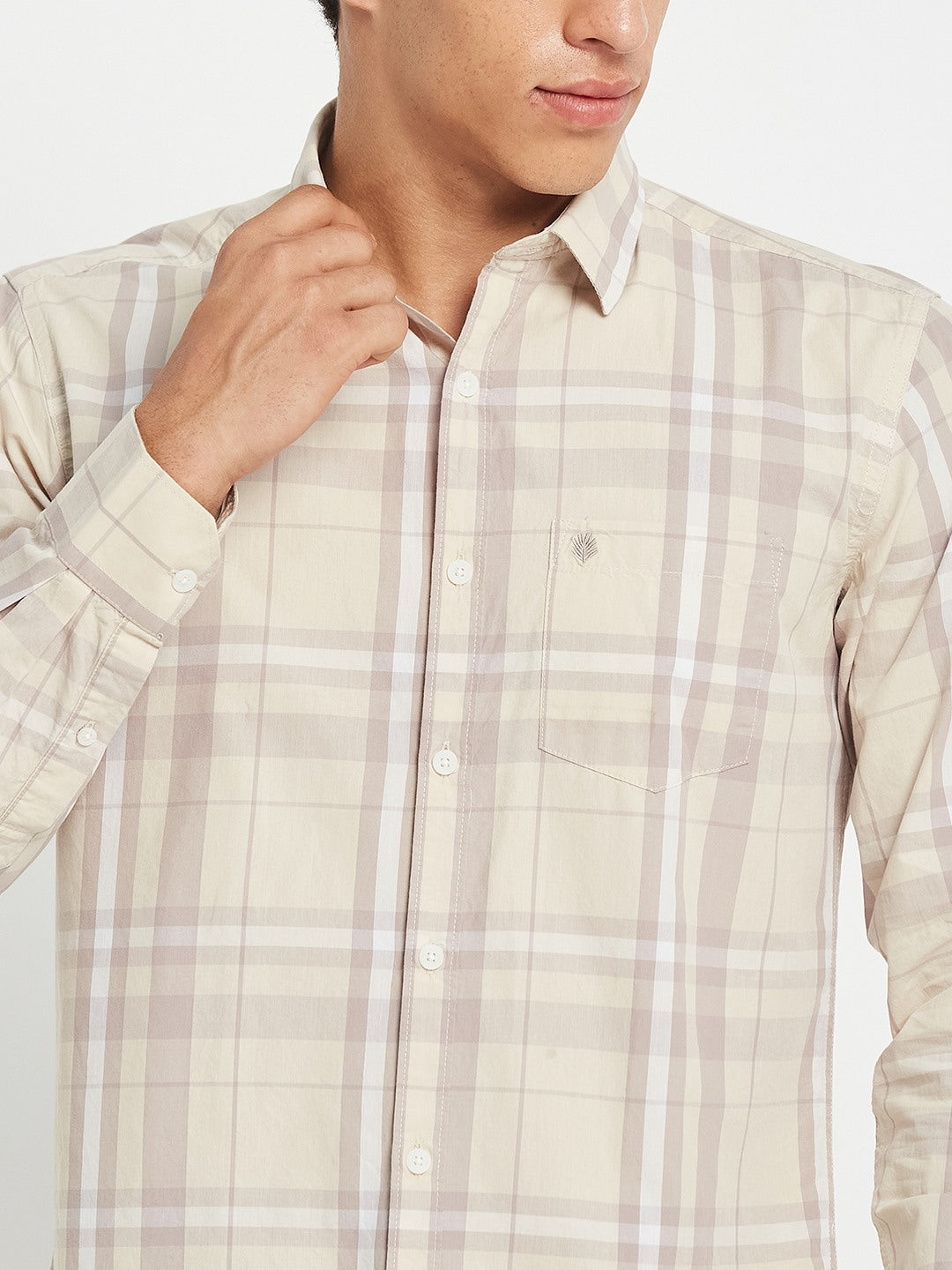 METTLE Men Checked Spread Collar Cotton Casual Shirt