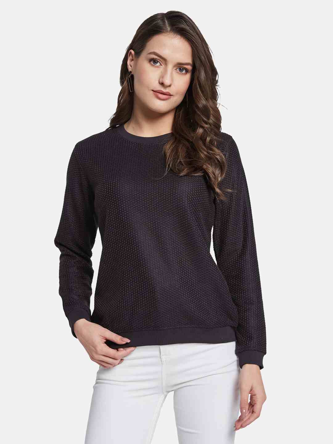 METTLE Women Round Neck Pullover Sweatshirt