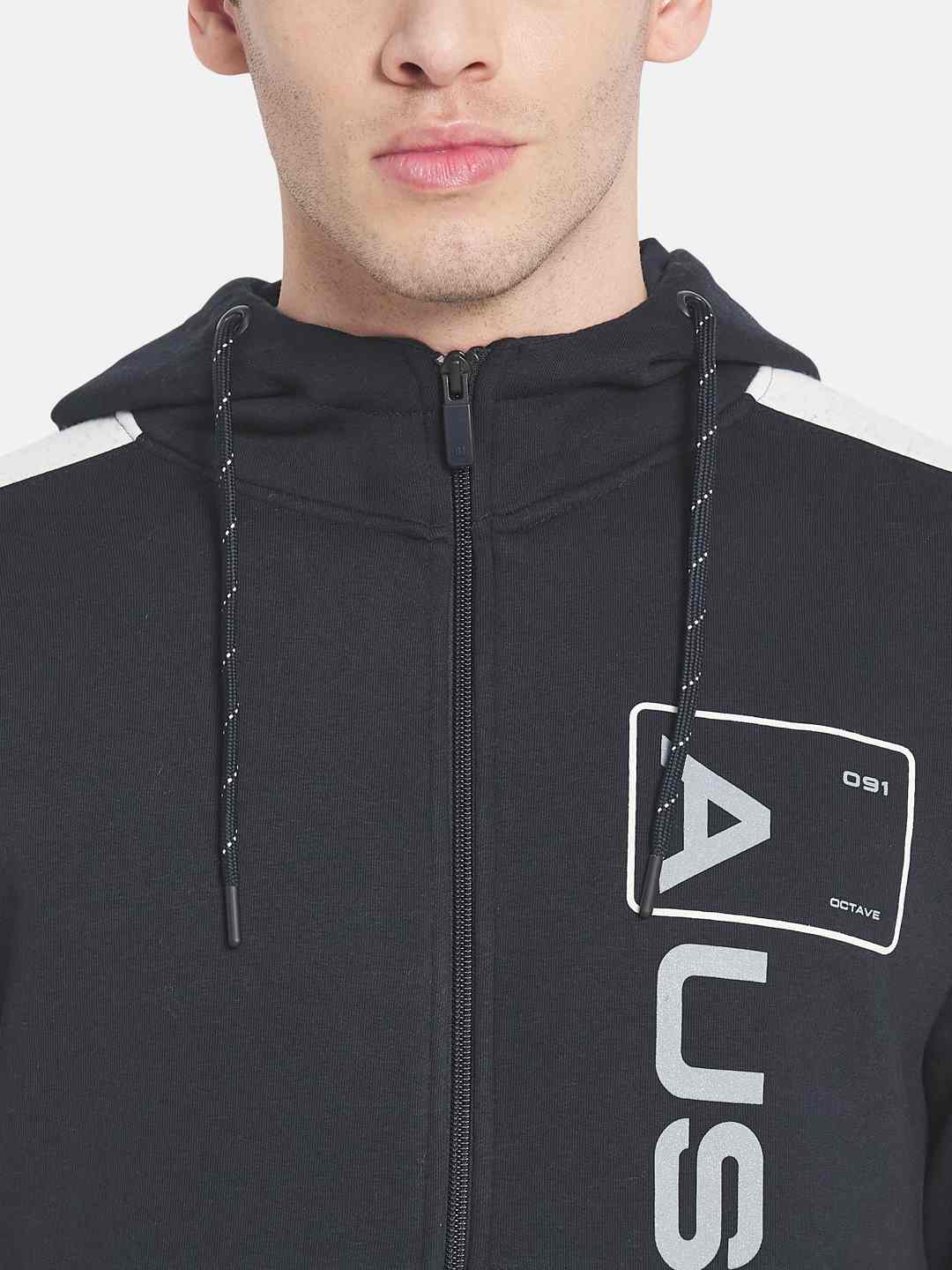 Octave Men Colourblocked Hooded Sweatshirt