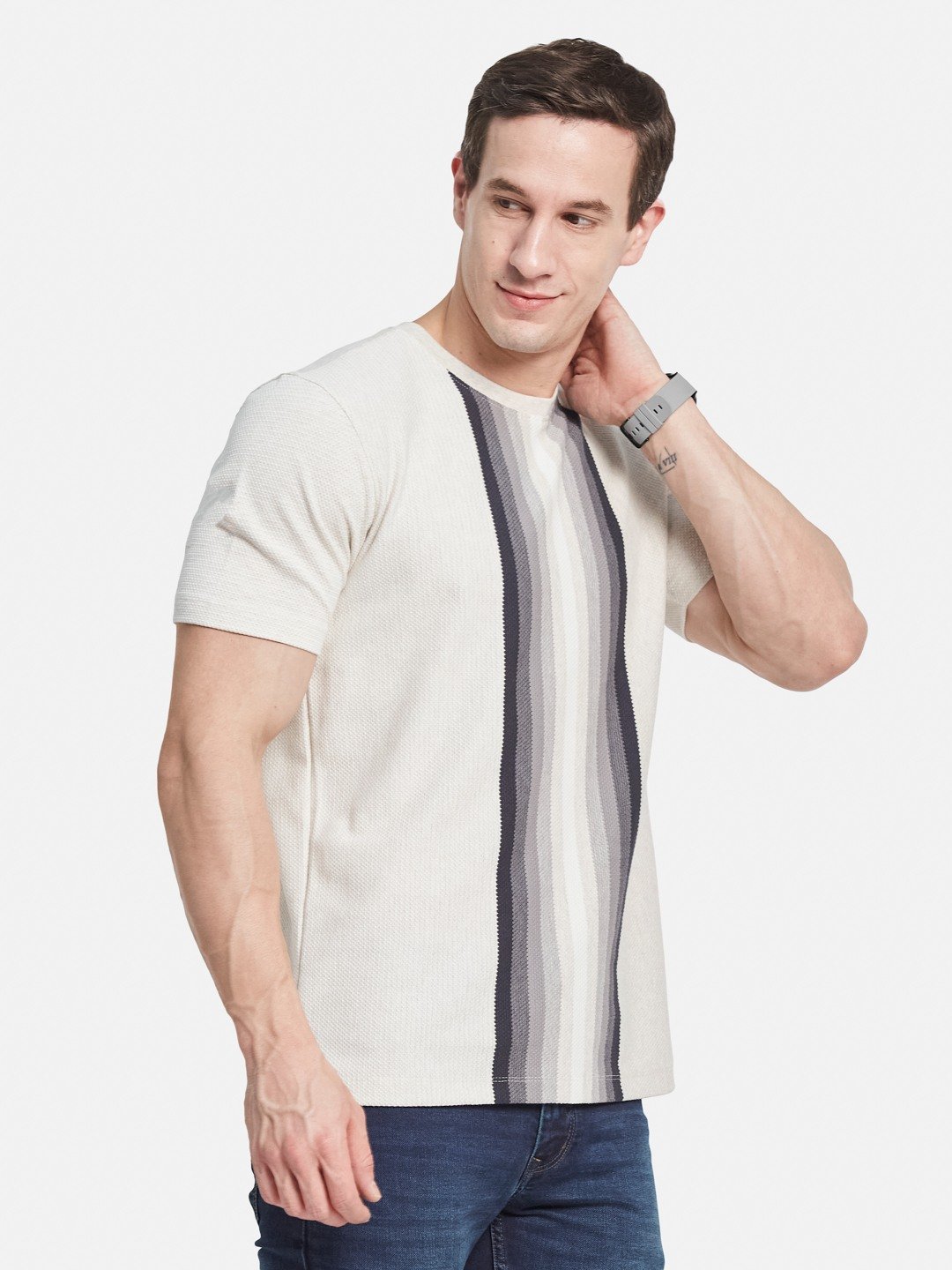 Octave Men Striped T-shirt