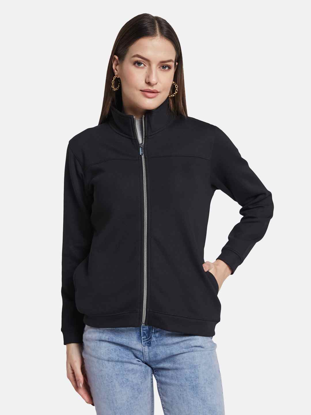 METTLE Women Mock Collar Sweatshirt