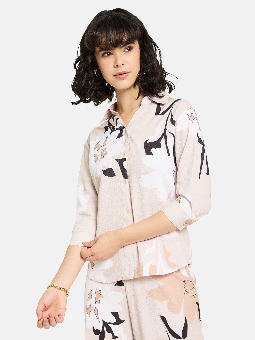 METTLE Women Floral Printed Polo Collar T-shirt