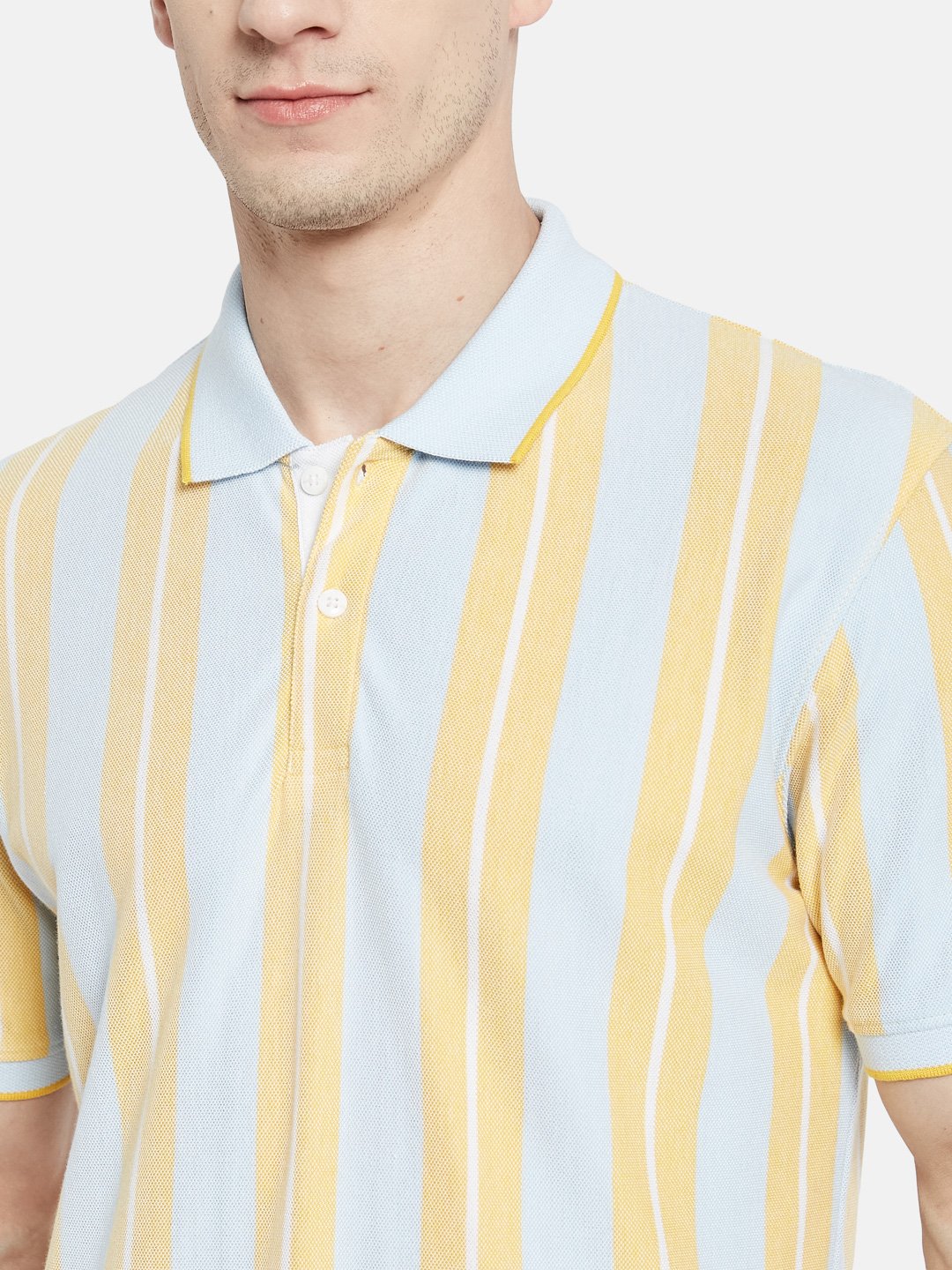 Octave Men Striped Polo Collar T-shirt