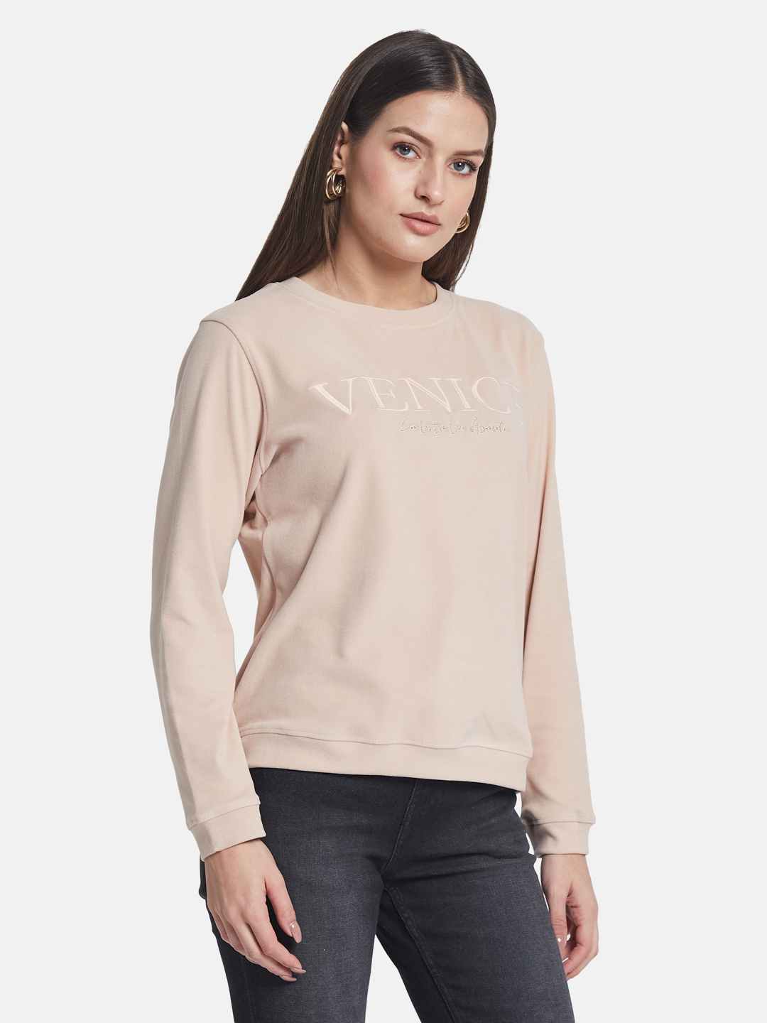 METTLE Women Typography Embroidered Sweatshirt