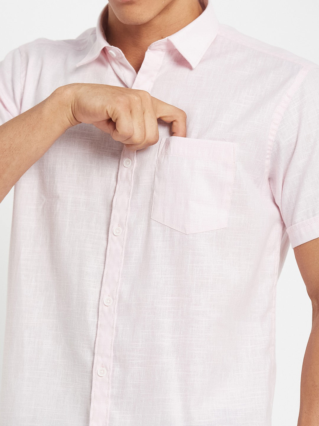 METTLE Men Solid Spread Collar Cotton Casual Shirt