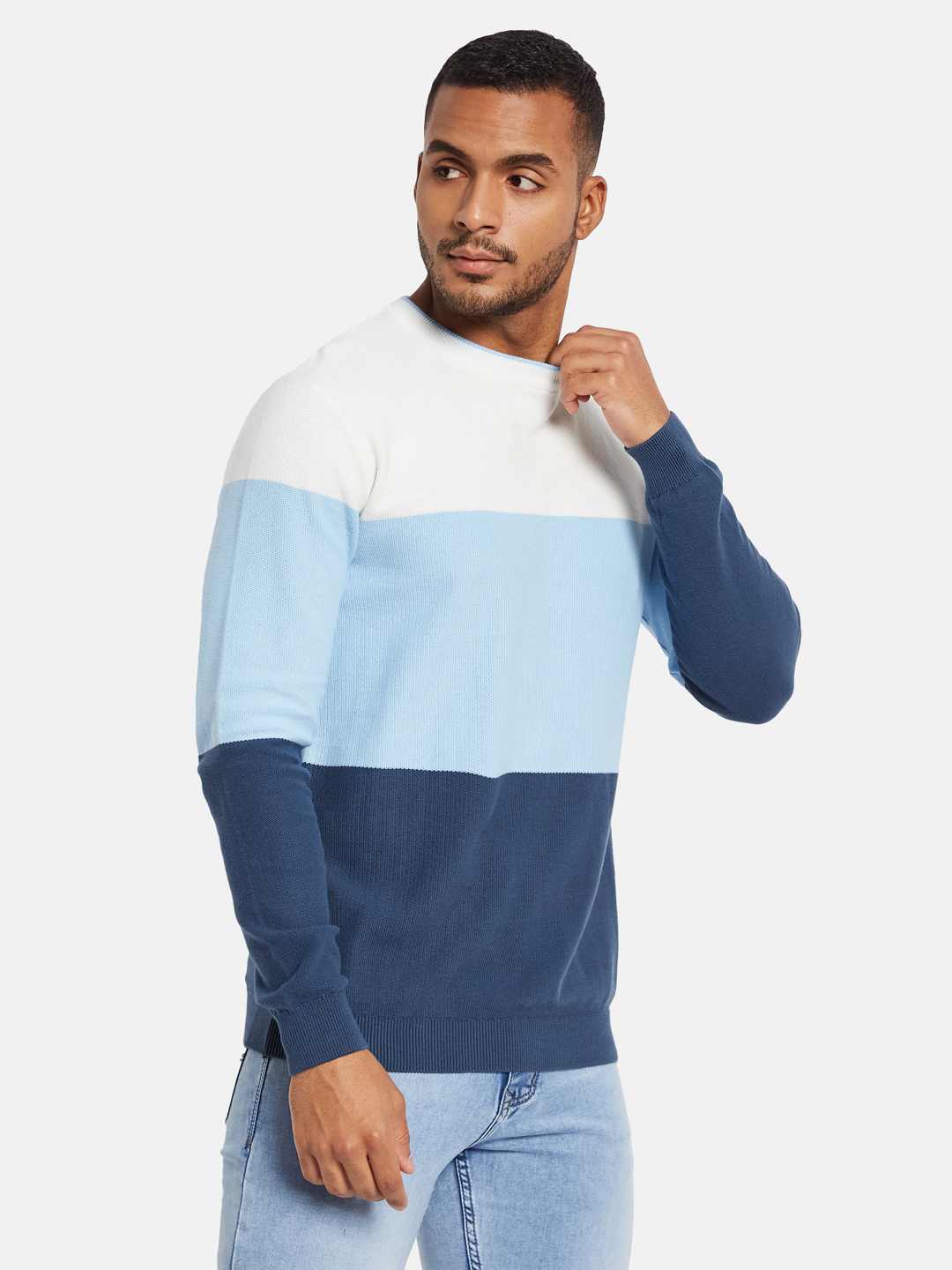 METTLE Men Colourblocked Pullover