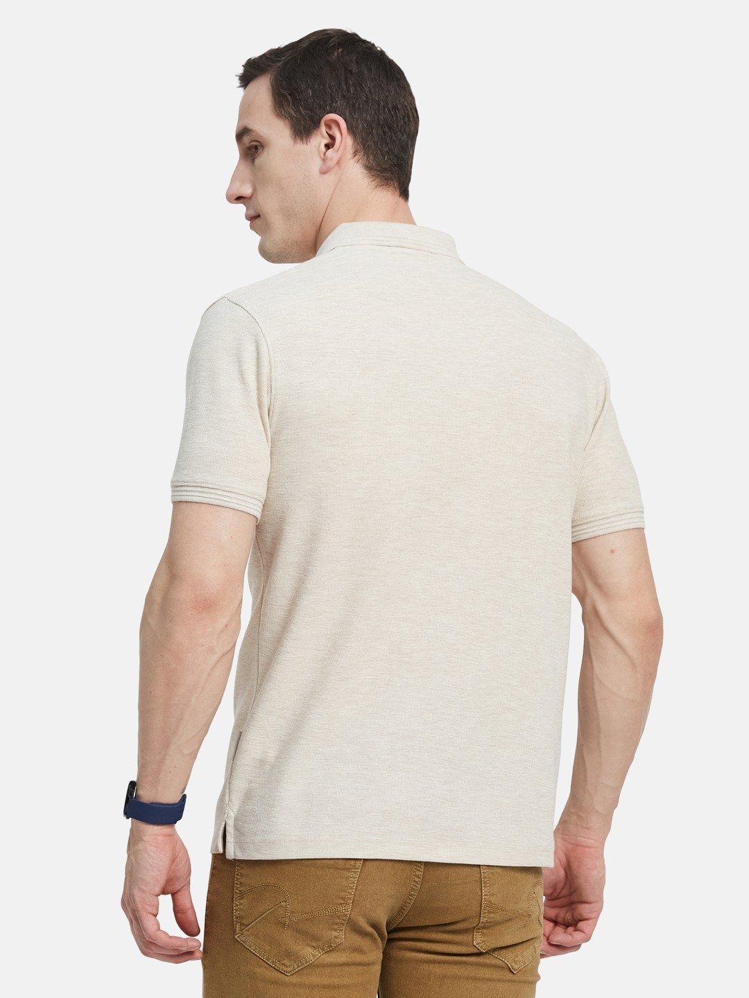 Octave Men Solid Polo Collar Cotton T-shirt