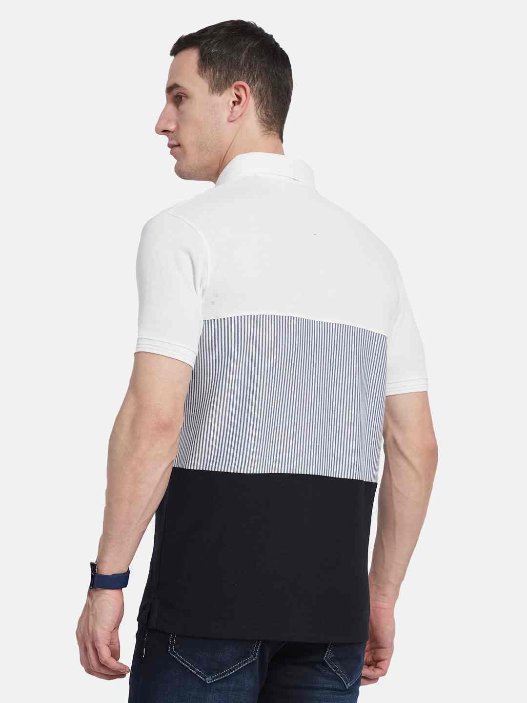 Octave Men Striped Polo Collar T-shirt