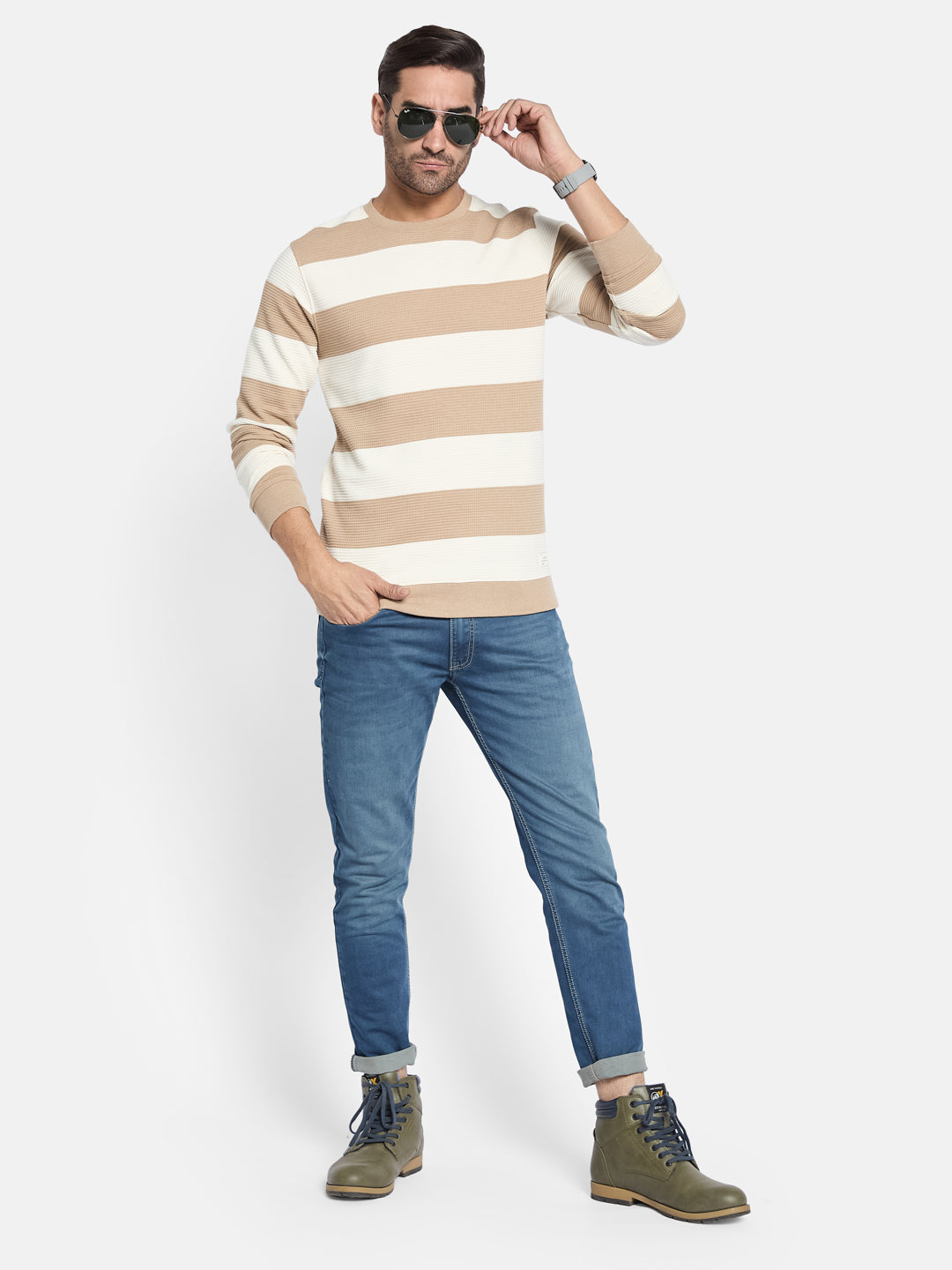 Octave Men Striped Sweatshirt