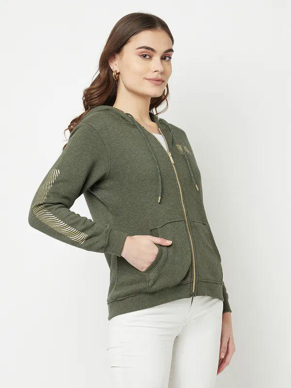Women Olive Melange Sweatshirts