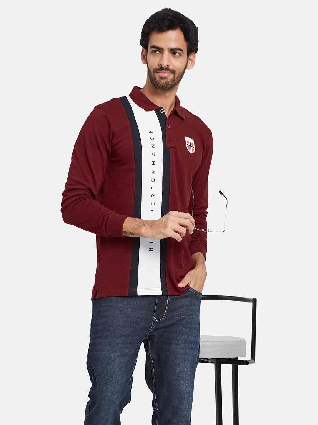 Mettle Typography Printed Polo Collar Cotton T-Shirt