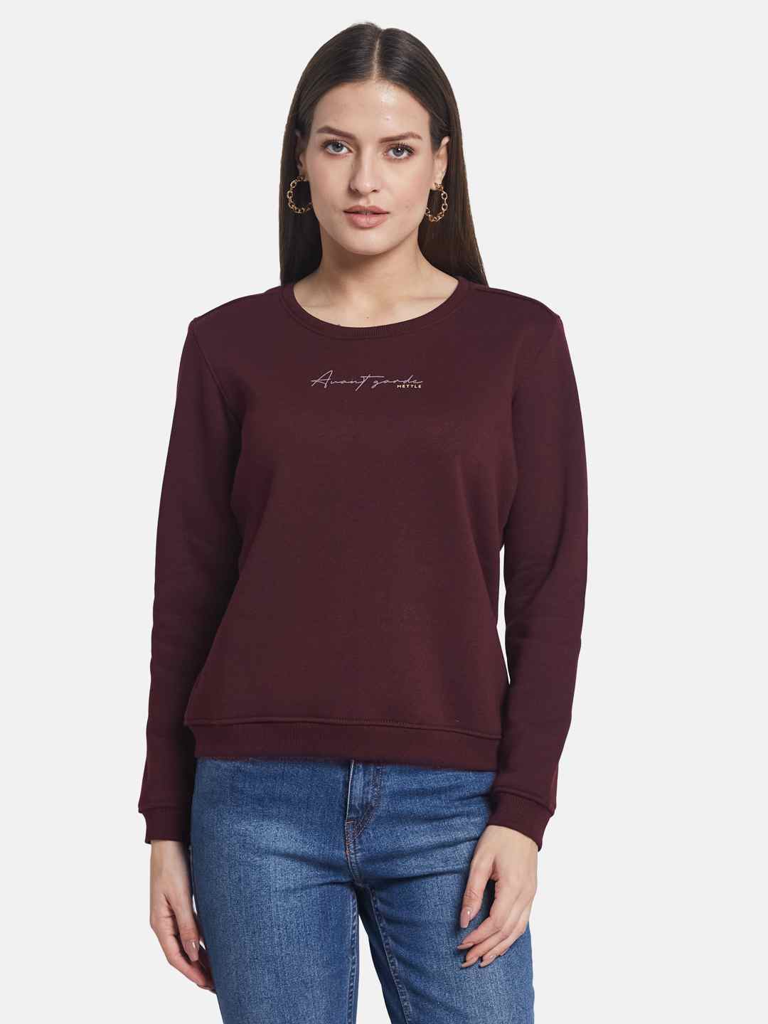 METTLE Women Round Neck Pullover Sweatshirt