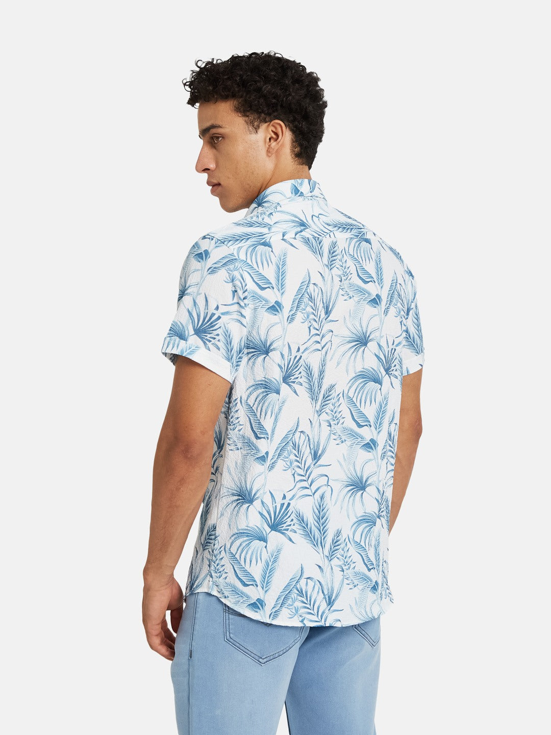 METTLE Men Floral Printed Spread Collar Cotton Casual Shirt