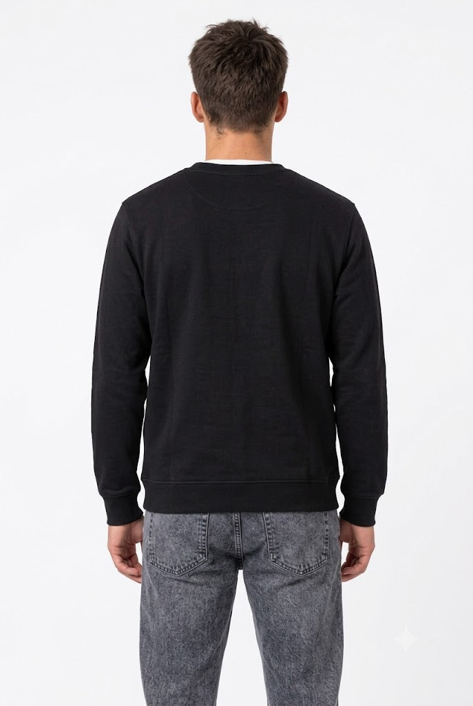Men's Batman Black Graphic Sweatshirt | Cotton Brushed Fleece Crew Neck Pullover