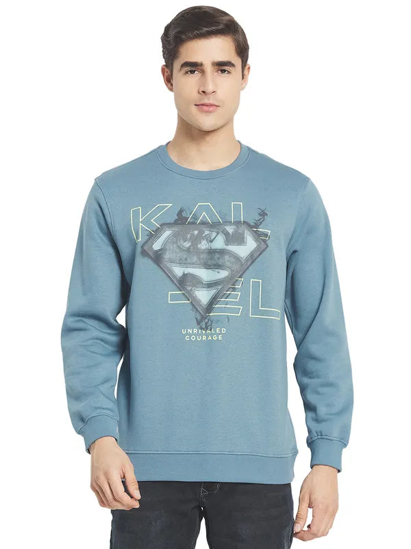 Octave Men Blue Grey Printed Sweatshirt