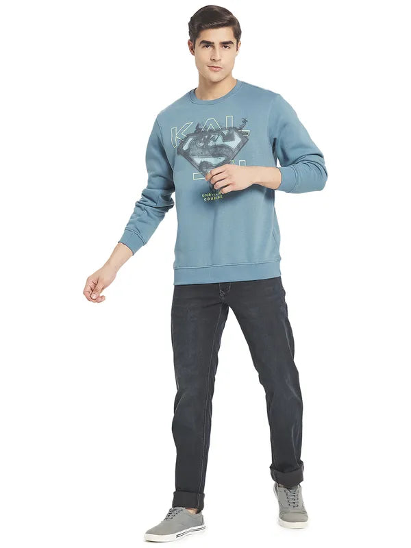Octave Men Blue Grey Printed Sweatshirt