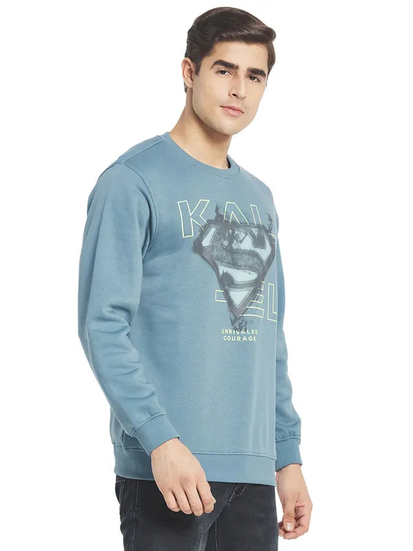 Octave Men Blue Grey Printed Sweatshirt