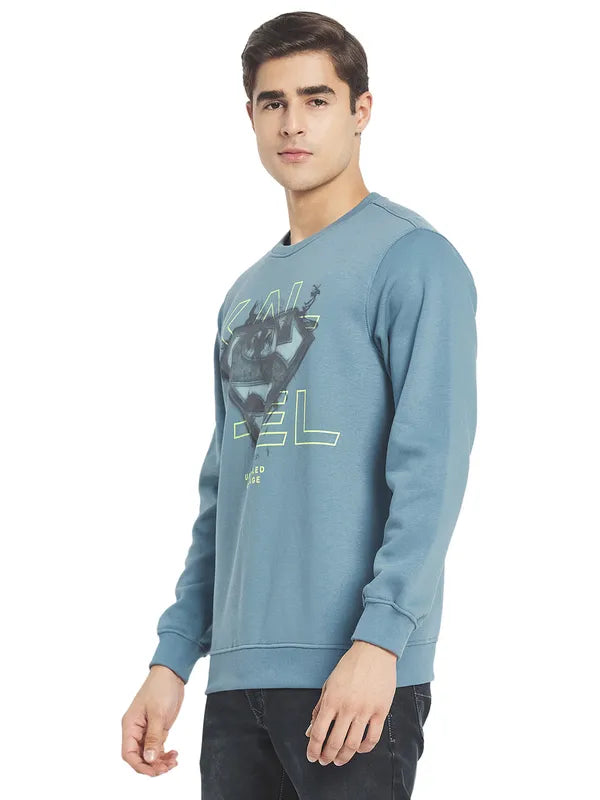 Octave Men Blue Grey Printed Sweatshirt