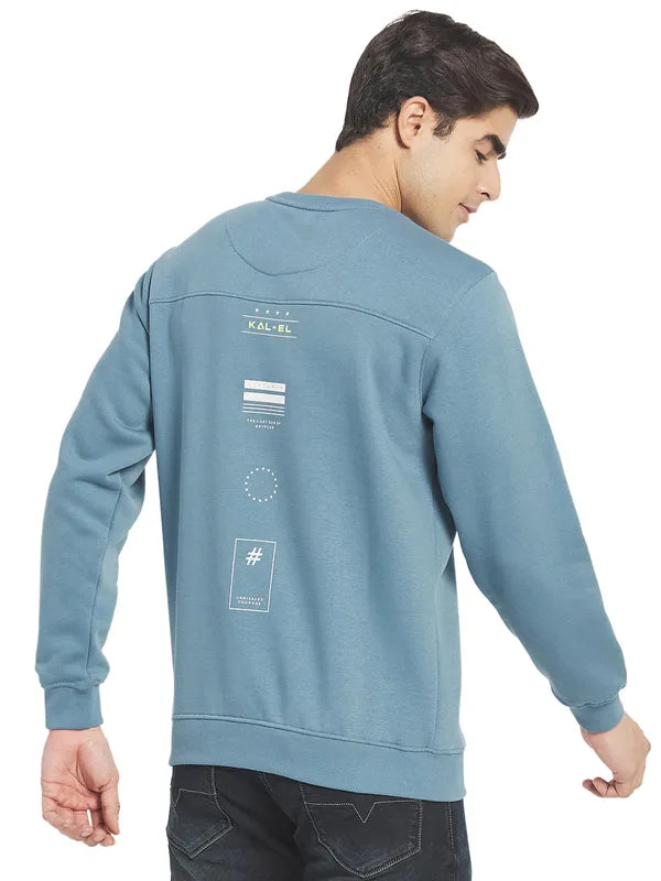 Octave Men Blue Grey Printed Sweatshirt