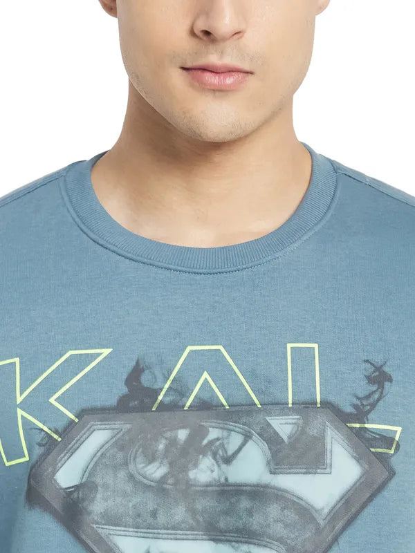 Octave Men Blue Grey Printed Sweatshirt